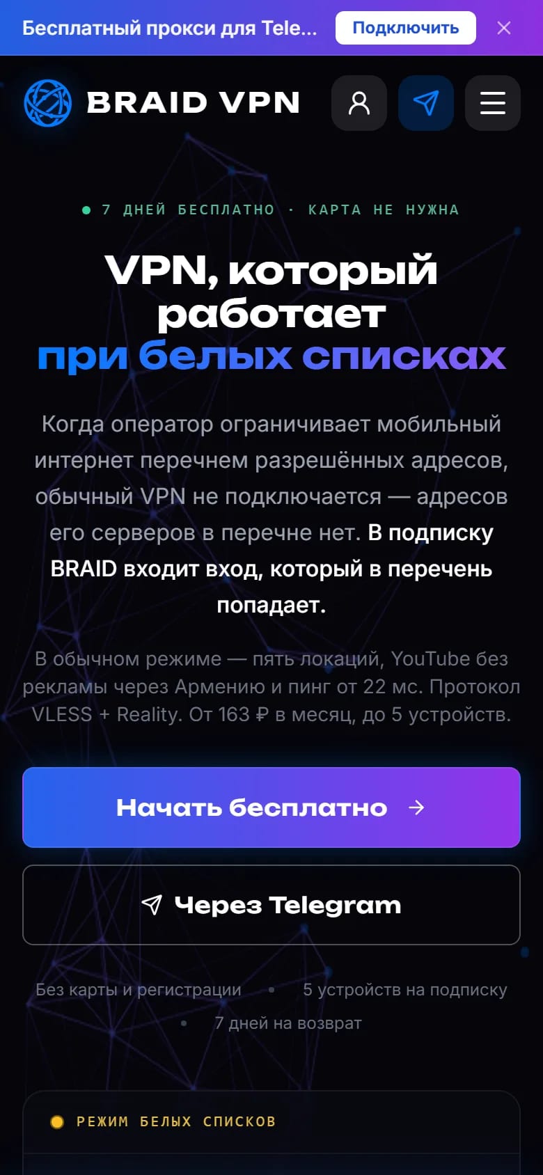 Braid VPN на телефоне